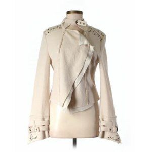 Free People Wool Crop Moto Military Jacket